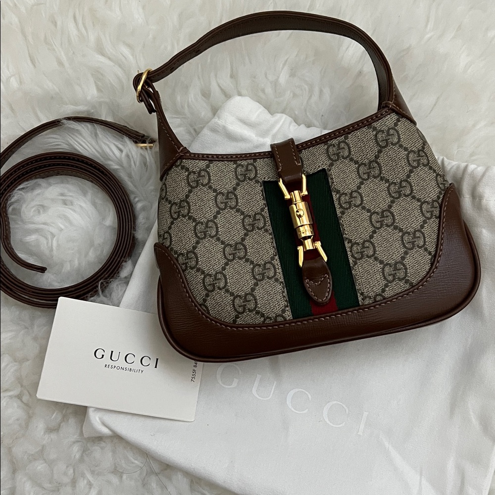 🆕 Auth Gucci Mini Jackie 1961 Hobo Bag w/ Shoulder Strap - Picture 7 of 13